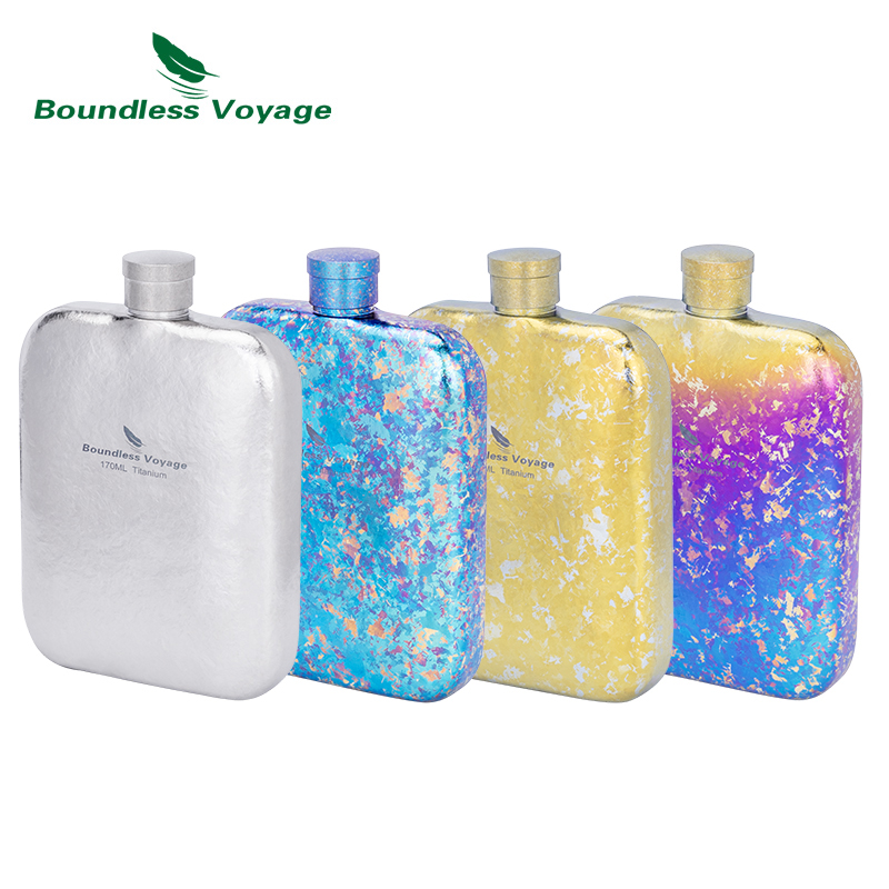 Boundless Voyage チタン ヒップ フラスコ アウトドア キャンプ Ti Flagon ワイン ウィスキー 水 カラフル ボトル