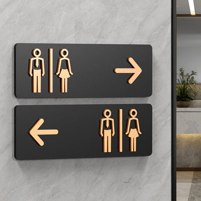 男性用・女性用トイレ標識 WC 公衆トイレ案内標識 インデックス ホテル 左と右 アクリル製トイレ案内標識