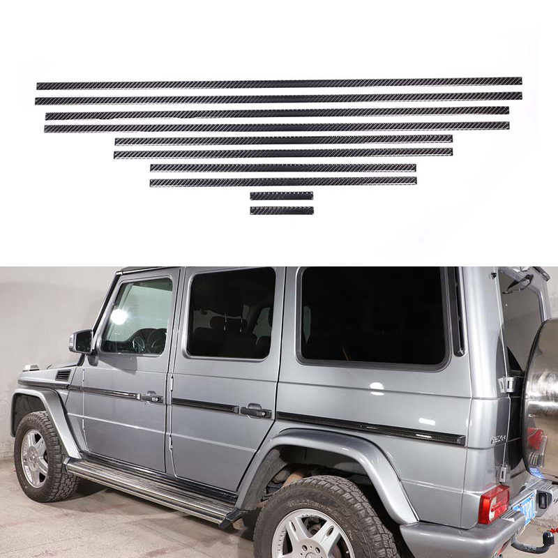 ソフトカーボンファイバーメルセデス G クラス W463 G500 G55 G63 G65 2007 〜 2018 ボディモールディングサイド成形トリムキット車の装飾ストリップ
