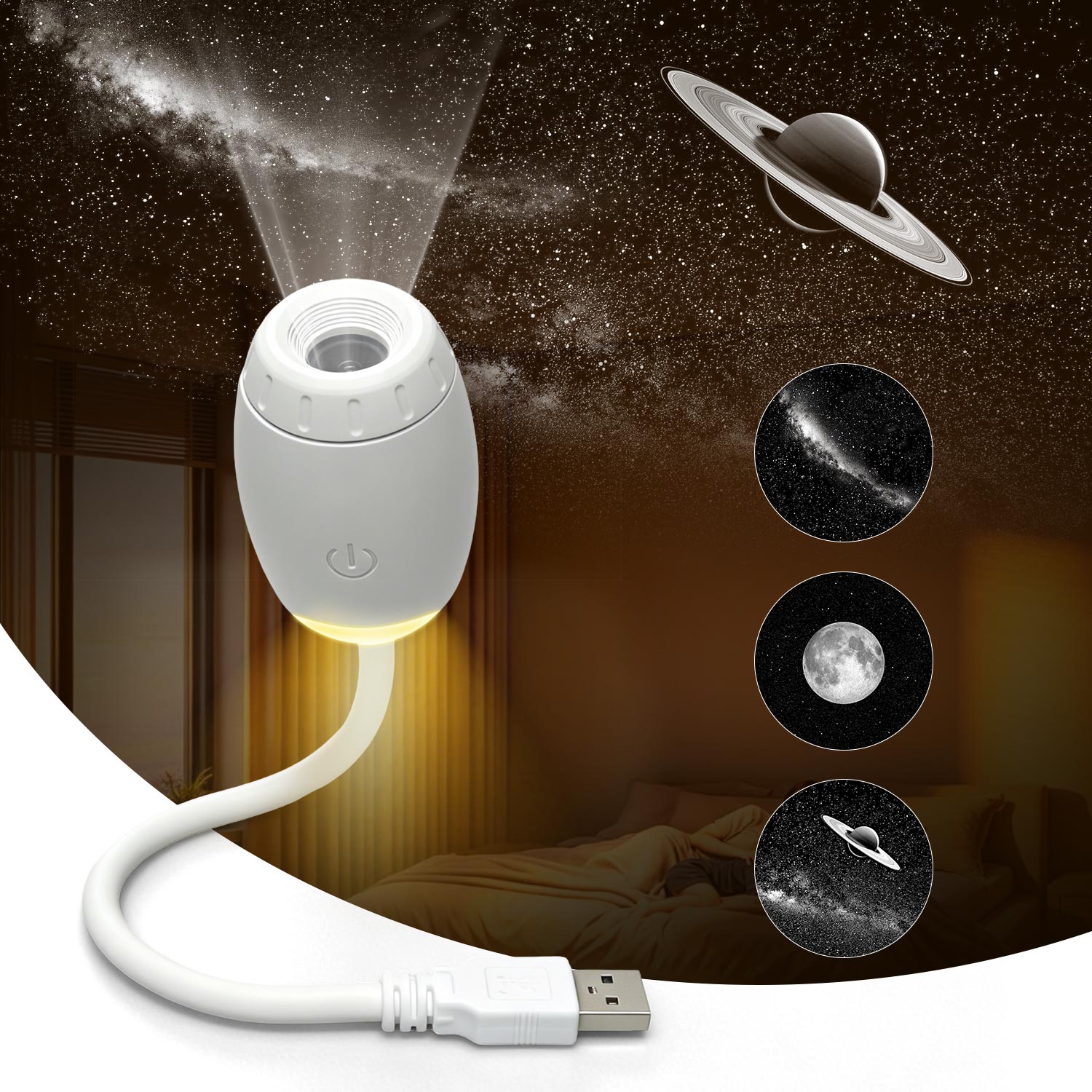 USB カー雰囲気プロジェクターライト車内アンビエント LED 星空スターライトパーティー装飾ロマンチックな土星新しい 2-in-1 Galaxy Ligh