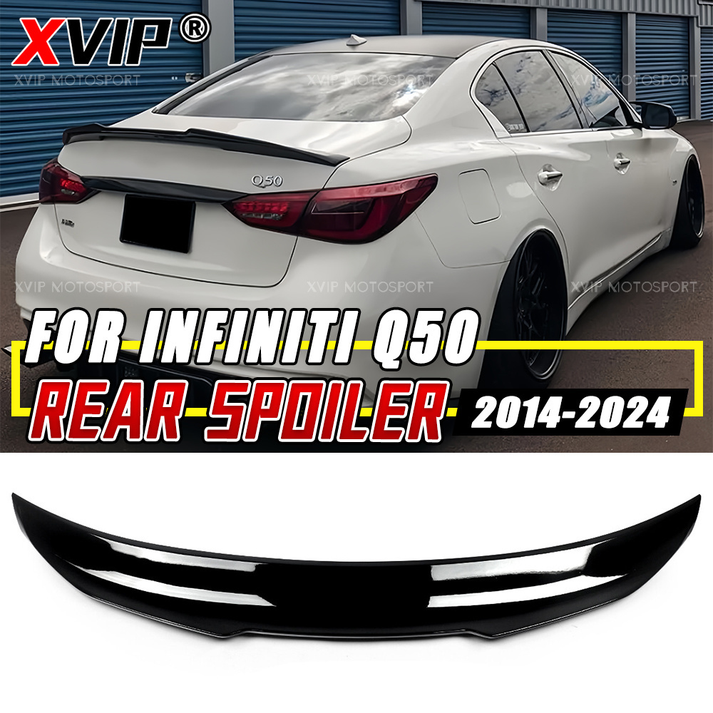 XVIP 光沢のある黒 PSM スタイルリアスポイラートランクウイング交換インフィニティ Q50 2014-2024 車外装チューニングアクセサリー