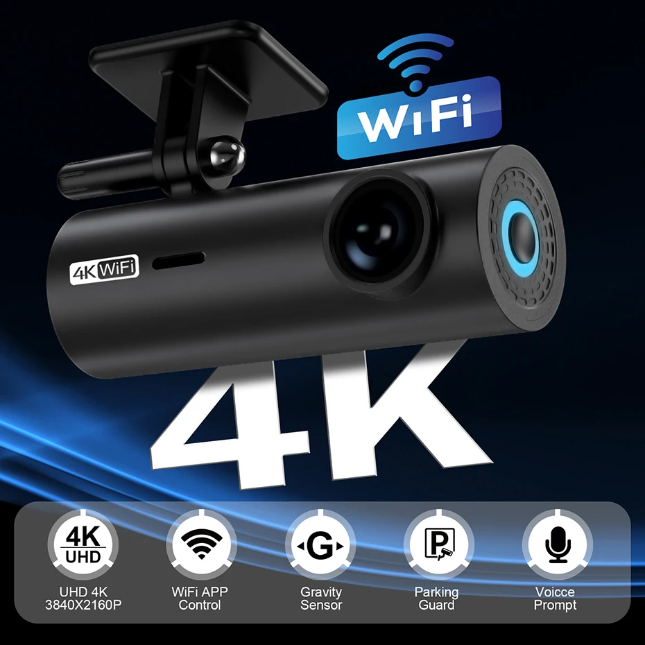 HD 4K 2160P WiFi 車 DVR ダッシュカムカメラ 2K 1296P 24H パーキングモニター APP 制御車の運転ビデオレコーダーすべての車用