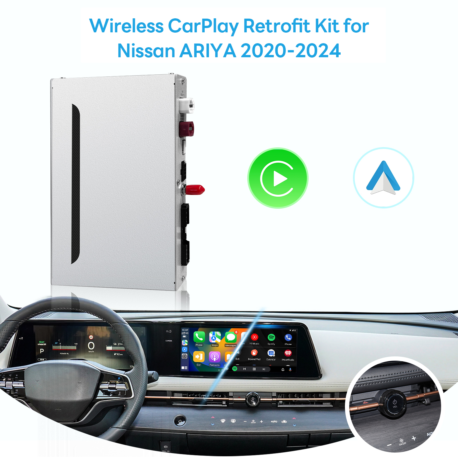ワイヤレス Apple CarPlay および Android Auto レトロフィットキット 日産 アリア 2021 2022 2023 2024 12.3 インチ画面プラグアンドプレイ付き