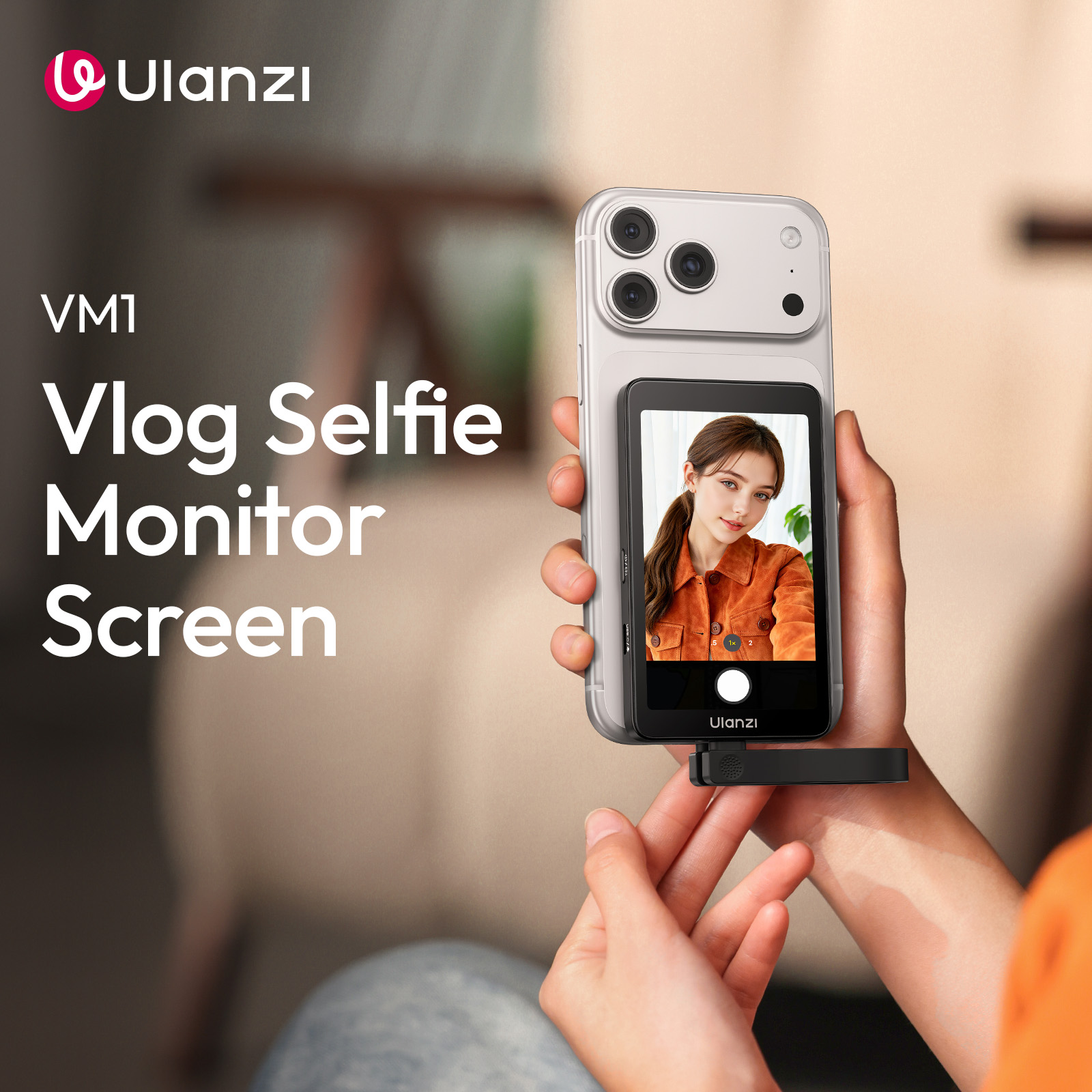 Ulanzi VM1 Vlog Selfie モニター画面 iPhone 17 16 15 Selfie モニター画面と磁気リングライブストリーミング Vlog ショット