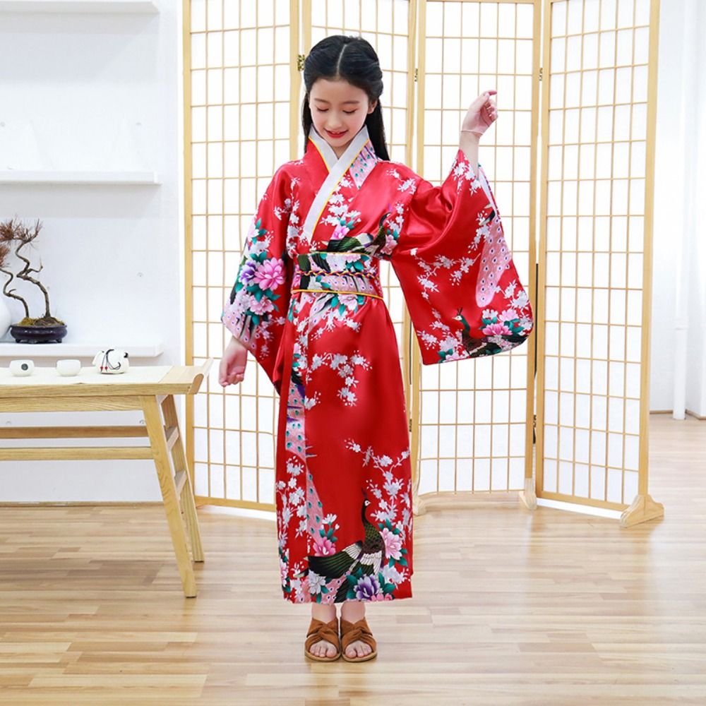 プリント花子供伝統的な日本の着物和風エレガンス子供さくらガール着物ドレス新しいアジア