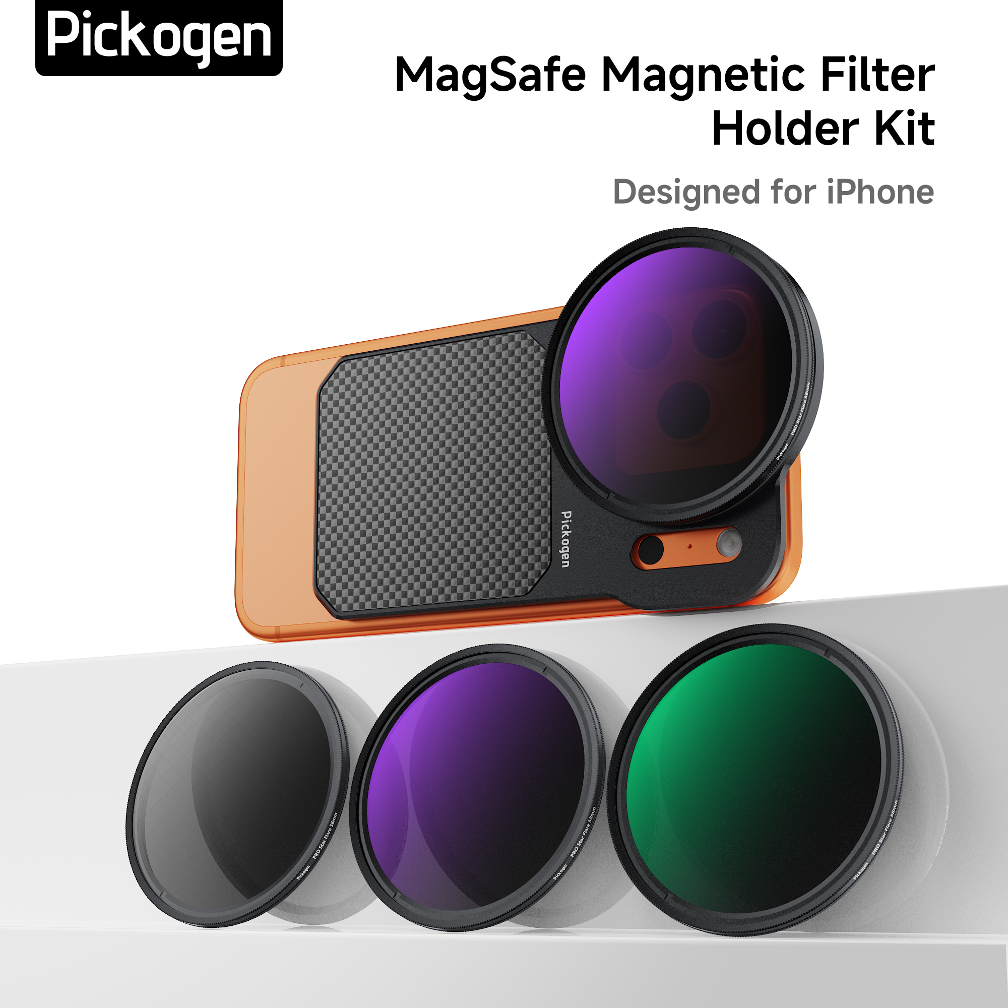 Pickogen 6.3 インチ磁気電話レンズフィルターマウントアダプターバックプレートアクセサリー MagSafe iPhone 12/13/14/15/16/17 用