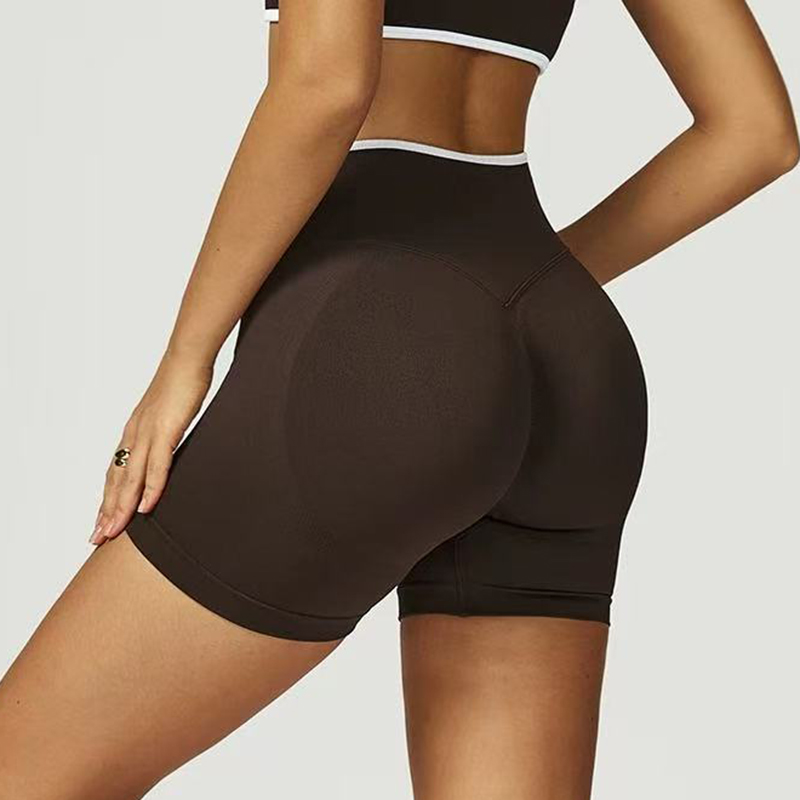 Women's High-Waisted Seamless Yoga Sports Shorts Hip-Lifting Knitted Peach Pants Summer Training Fitness Wear