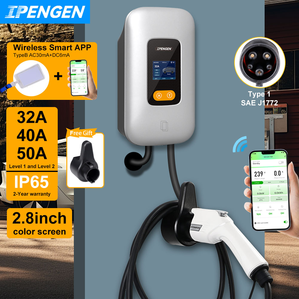 IPENGEN Type1 EV 充電ステーション 32A 40A 50A EVSE ウォールボックス APP 制御 7.6KW 9.6KW 12KW 充電ステーション電気自動車車