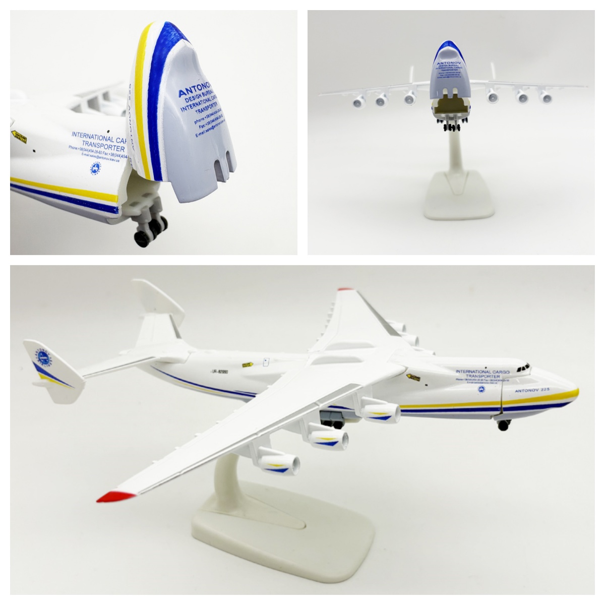 20 センチメートルアントノフ An-225「ムリヤ」飛行機モデル合金ダイキャスト 1/400 スケール航空機ベースハッチ付きギフト収集のために開くことができます