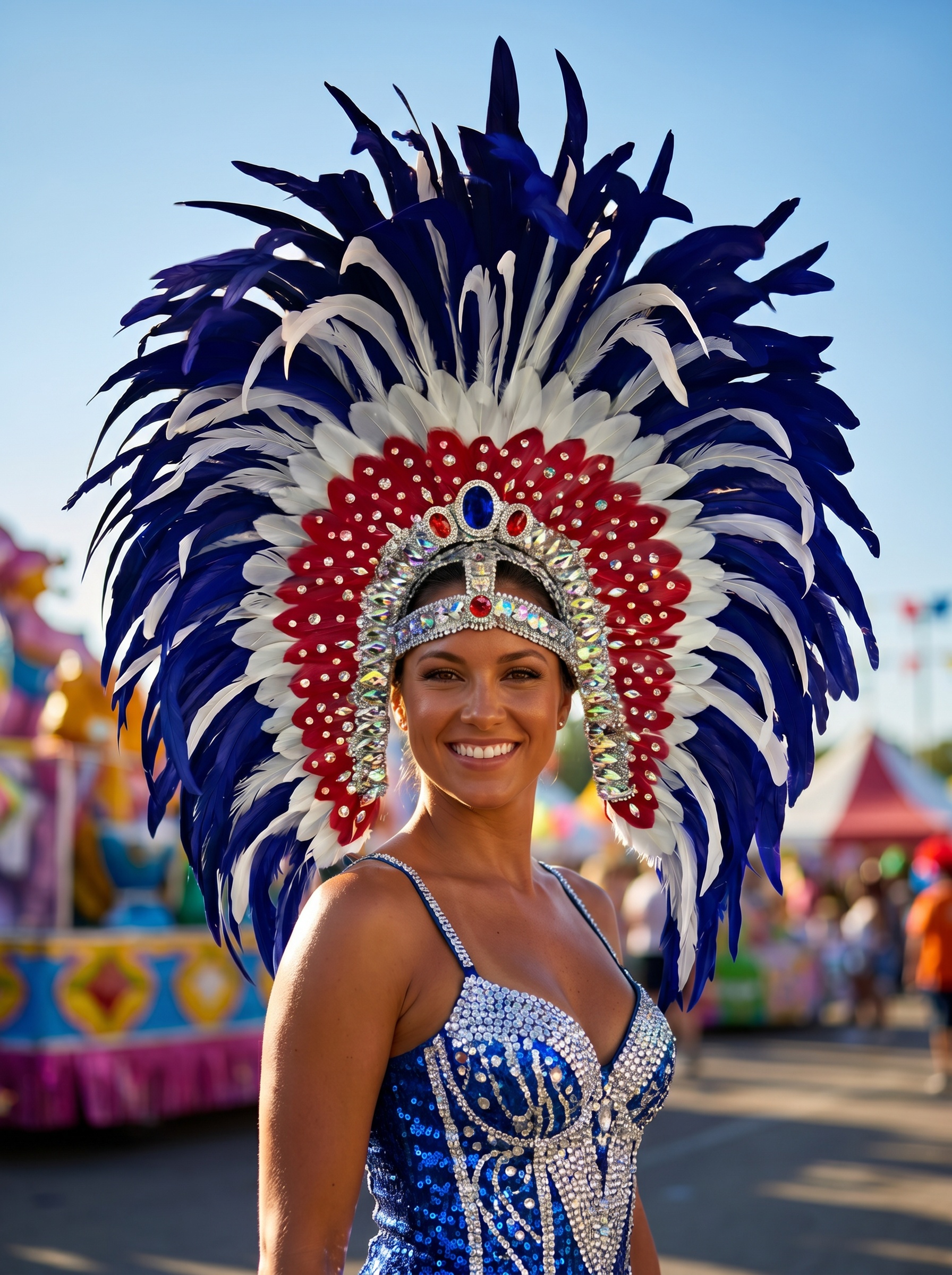 Feather Headwear Samba Costume Carnival Party Bar Performance Hat Makeup Dance Wings Parade Royal Blue