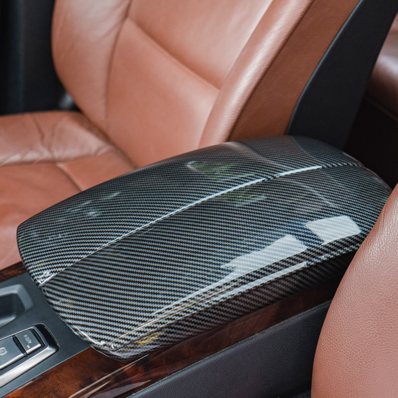 Bmw X5 X6 X7 E70 E71 F15 F16 G05 G06 G07 ABS 炭素繊維カースタイリングセンターコンソール蓋アームレストボックストリム保護カバー