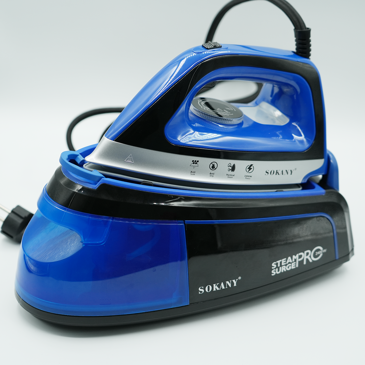 1.2L 大型水タンク付き 2400W スチームアイロン - 耐久性の高い家庭用電気アイロン (高速加熱、液だれ防止、垂直スチーム)
