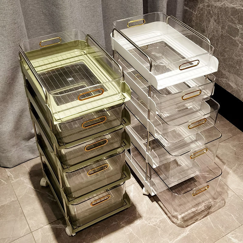 プラスチック高級床から天井までのキッチントロリー携帯トイレ収納ラック多機能スナック収納ラックキッチン家具