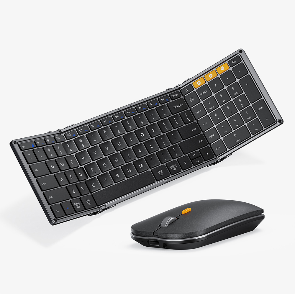 折りたたみ式キーボードとマウス ポータブル折りたたみ式フルサイズ Bluetooth キーボード マウス コンボ ビジネスおよび旅行用ラップトップ