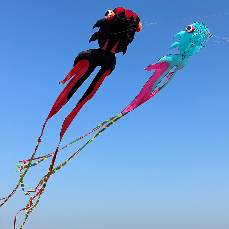 10 メートル 3D 金魚ソフト凧 3 空気入口インフレータブルナイロン大型ビーチプロフェッショナル凧簡単に飛ばし、破れにくいコメタギガンテ