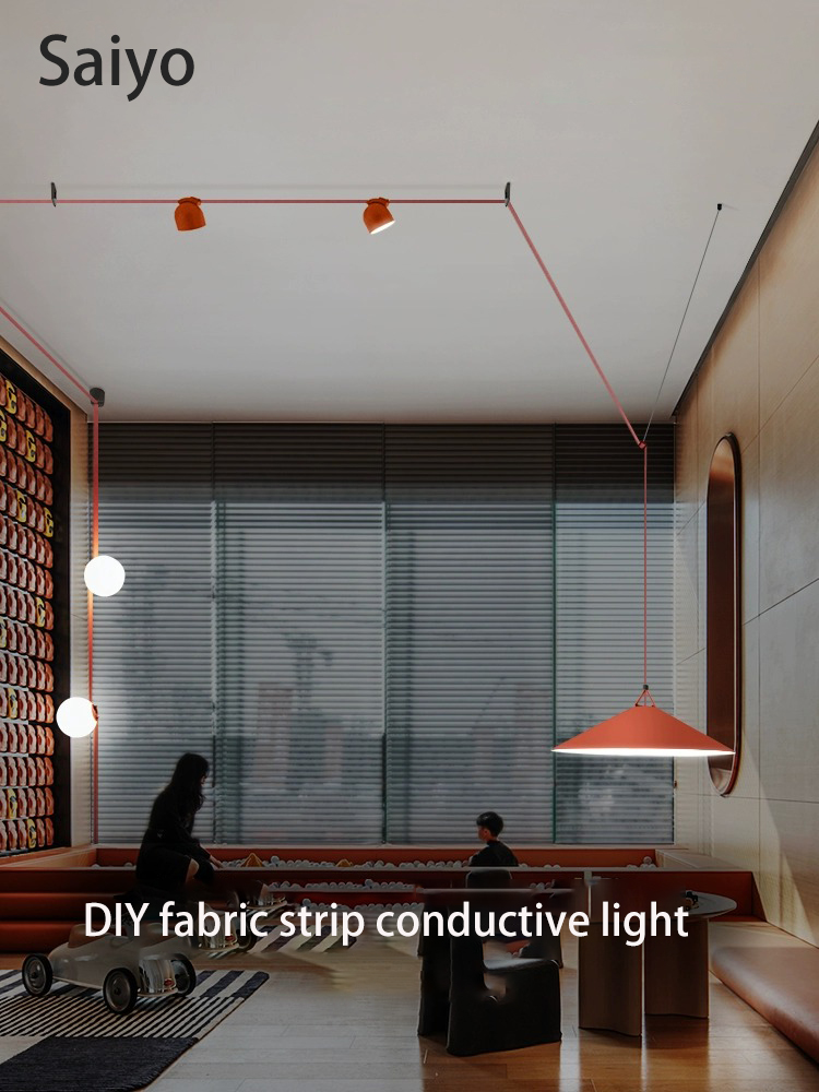Led トラックライト DIY ニット生地テープ導電性光天井シャンデリア送料配線 DC24V リビングルームのロフト階段