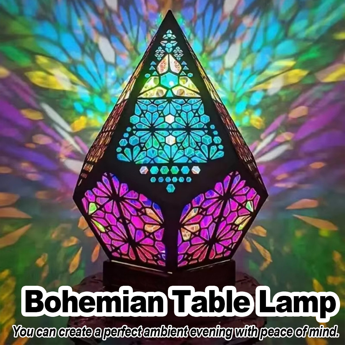 USB ボヘミアン Led プロジェクションテーブルランプライトプロジェクターカラフルなデスクナイトヴィンテージ装飾床装飾 3D パターンモダン