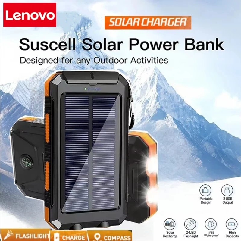 レノボ 50000mAh 太陽光発電銀行ポータブル充電 Poverbank 外部バッテリー充電器強力な光 LDE ライト iphone サムスン用