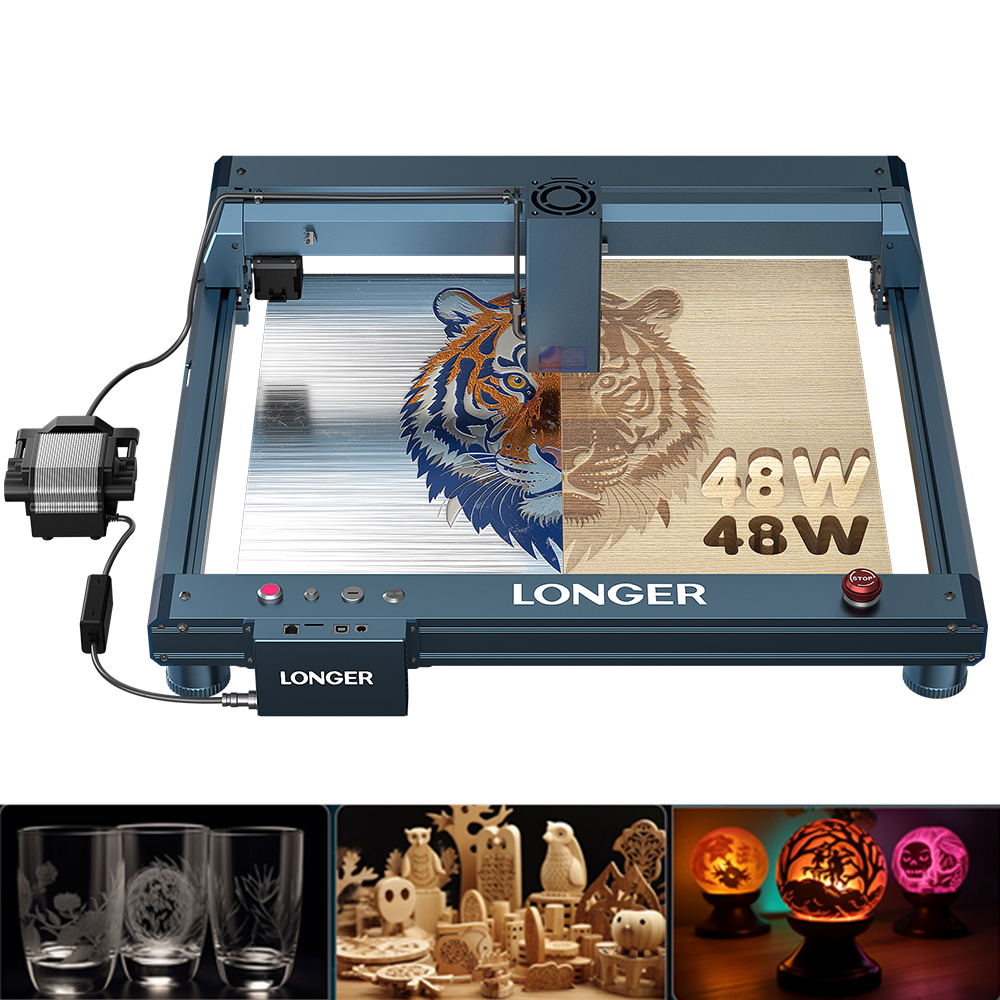 LONGER B1 40W レーザーカッター彫刻機 450x440mm WiFi エアアシスト CNC ダイオードレーザー切断彫刻機 木材 アクリル 金属 LightBurn LaserGRBL