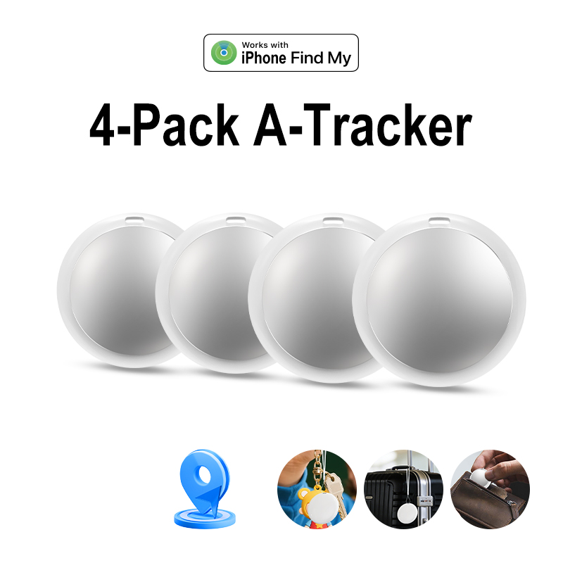 紛失防止 AirTag スマートタグ 4 パック、GPS トラッカー Apple iOS 対応、ロケーター キーチェーン ウォレット 車 ペット