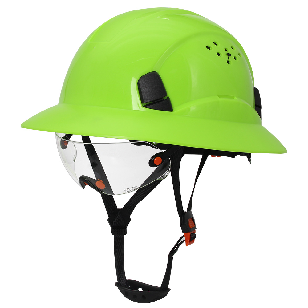 エンジニア用フルツバ安全ヘルメット 内蔵ゴーグル付き 6点サスペンション 建設救助用 登山用 ANSI CE認定