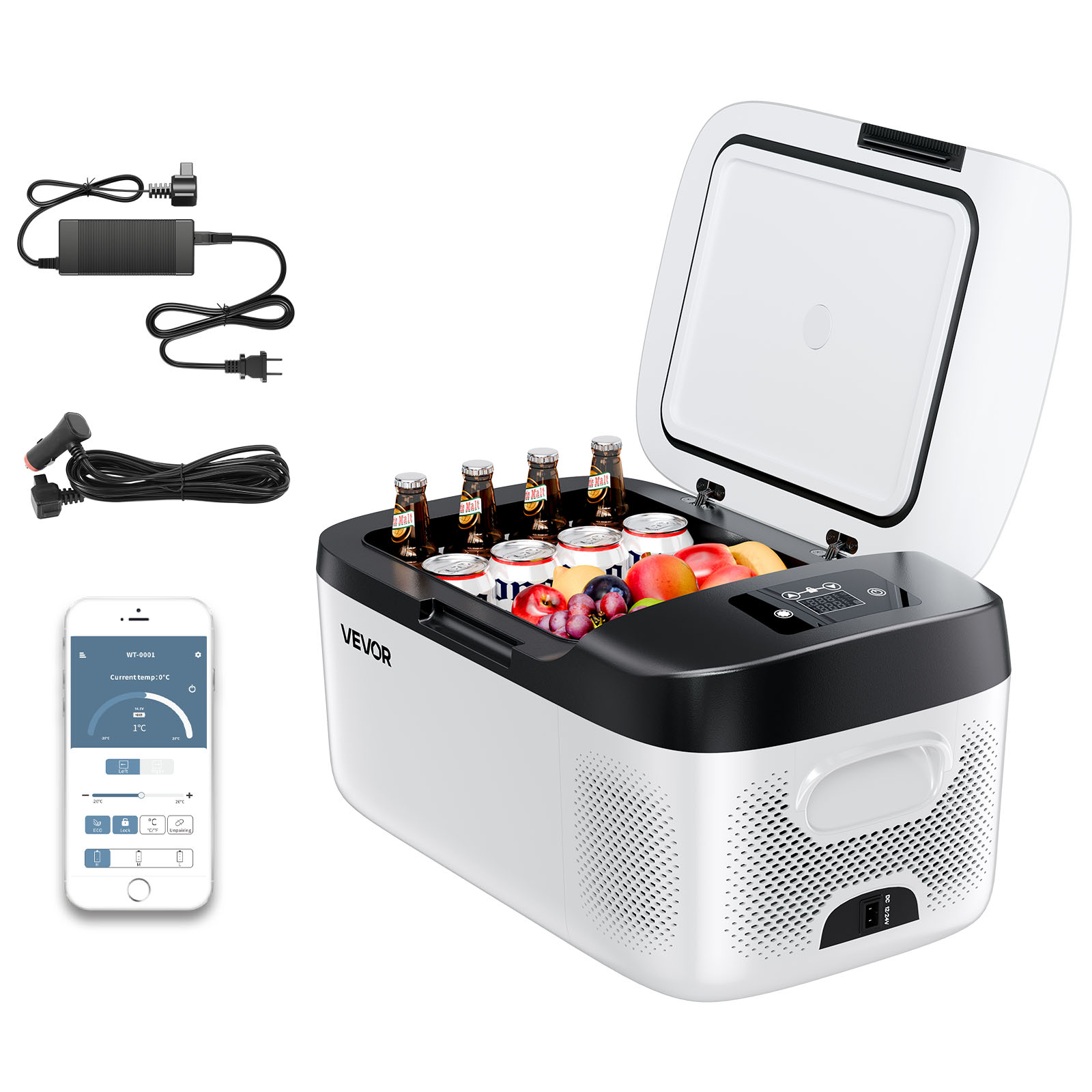 SucceBuy 15L 小型冷蔵庫ポータブルカー冷凍庫 12V/24V ミニ冷蔵庫コンプレッサークーラー RV 旅行キャンプアウトドア用