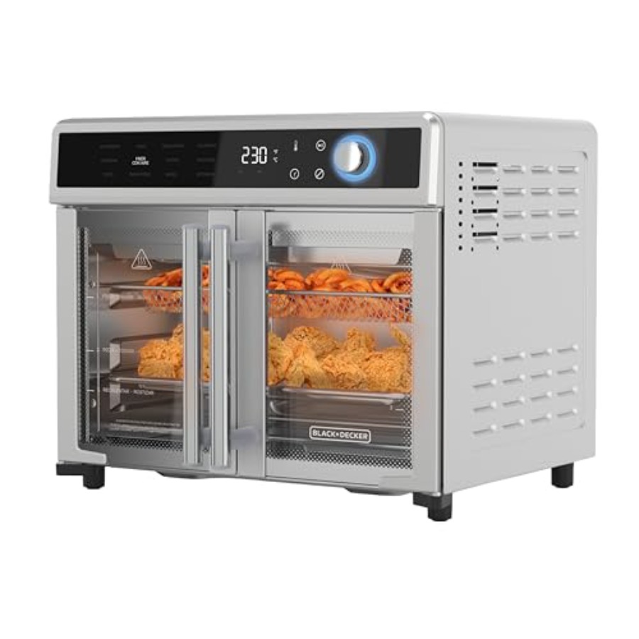 Crisp 'N Bake エアフライヤー トースター オーブン コンボ、12 in 1 カウンタートップ対流オーブン、食品を素早く調理、ピザ全体またはトースト 6 枚に適合