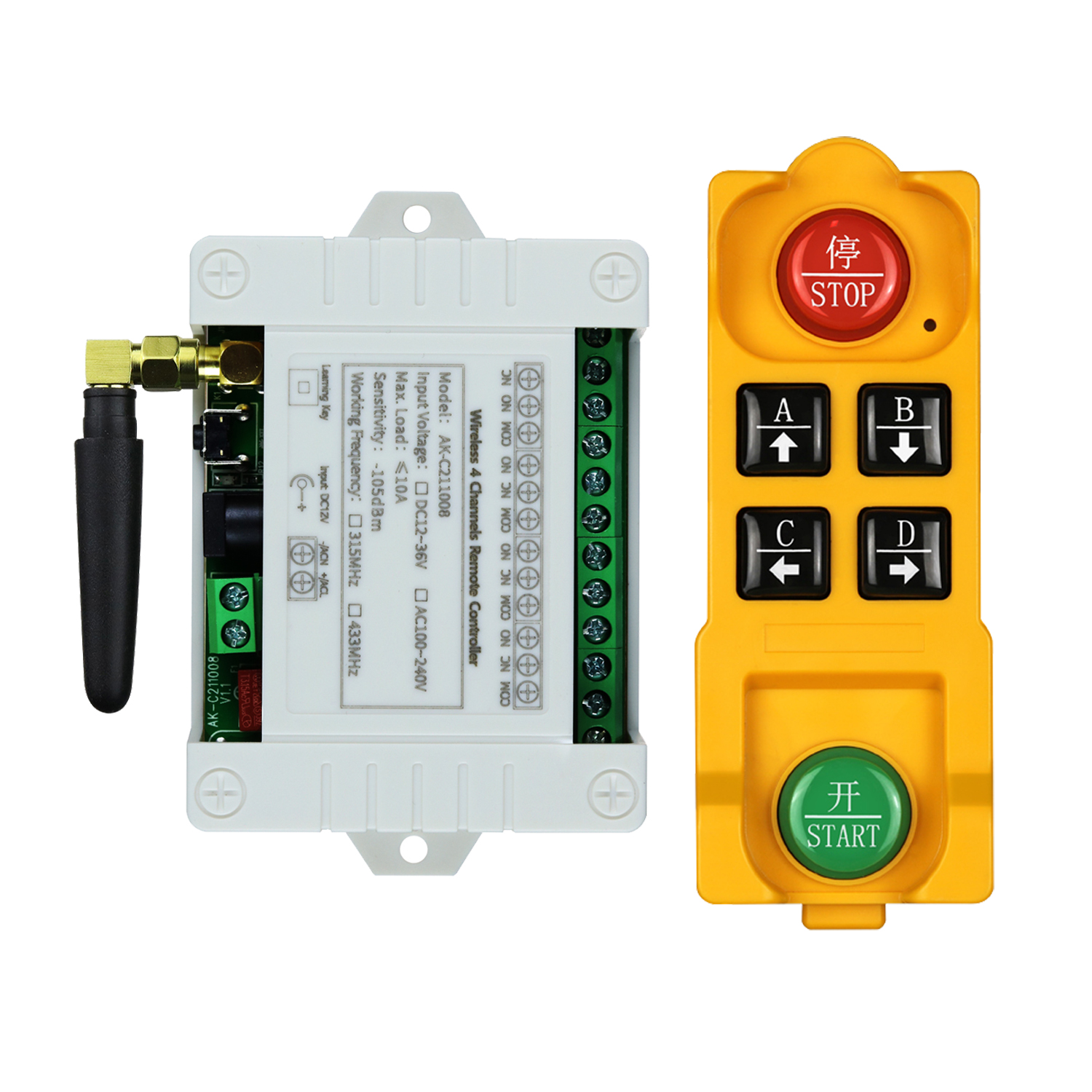 DC12V 24V 36V 4CH ワイヤレスリモコン LED ライトスイッチリレー出力ラジオ RF 防水送信機と 433MHz 受信機