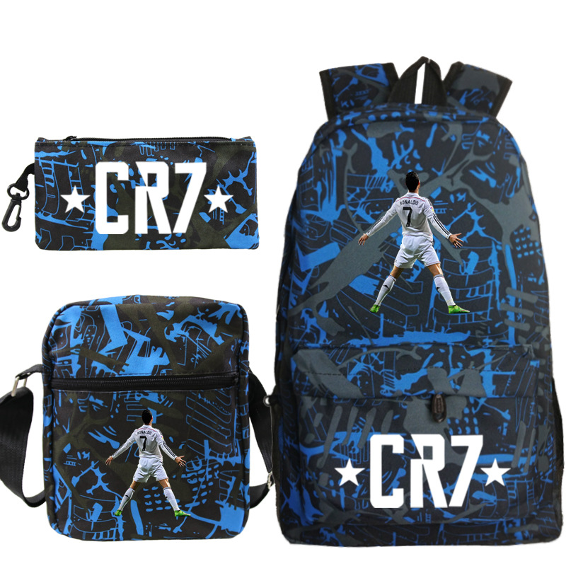 新しい 3 個 CR7 バックパックシンプルなスタイル軽量少年少女スクールバッグ容量ティーンのラップトップバックパック女性男性旅行 Mochilas
