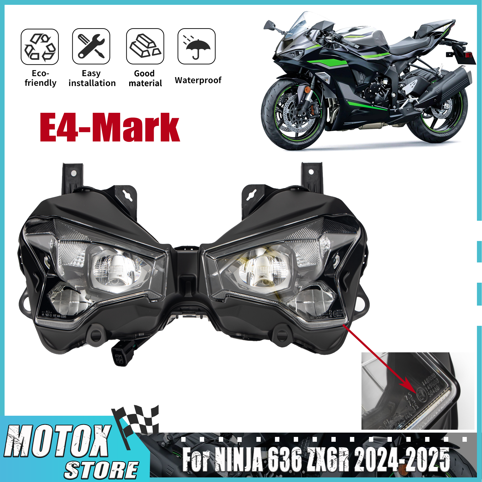 オートバイのヘッドライトヘッドランプアセンブリカワサキ 2024 - 2025 ZX636 忍者 ZX6R