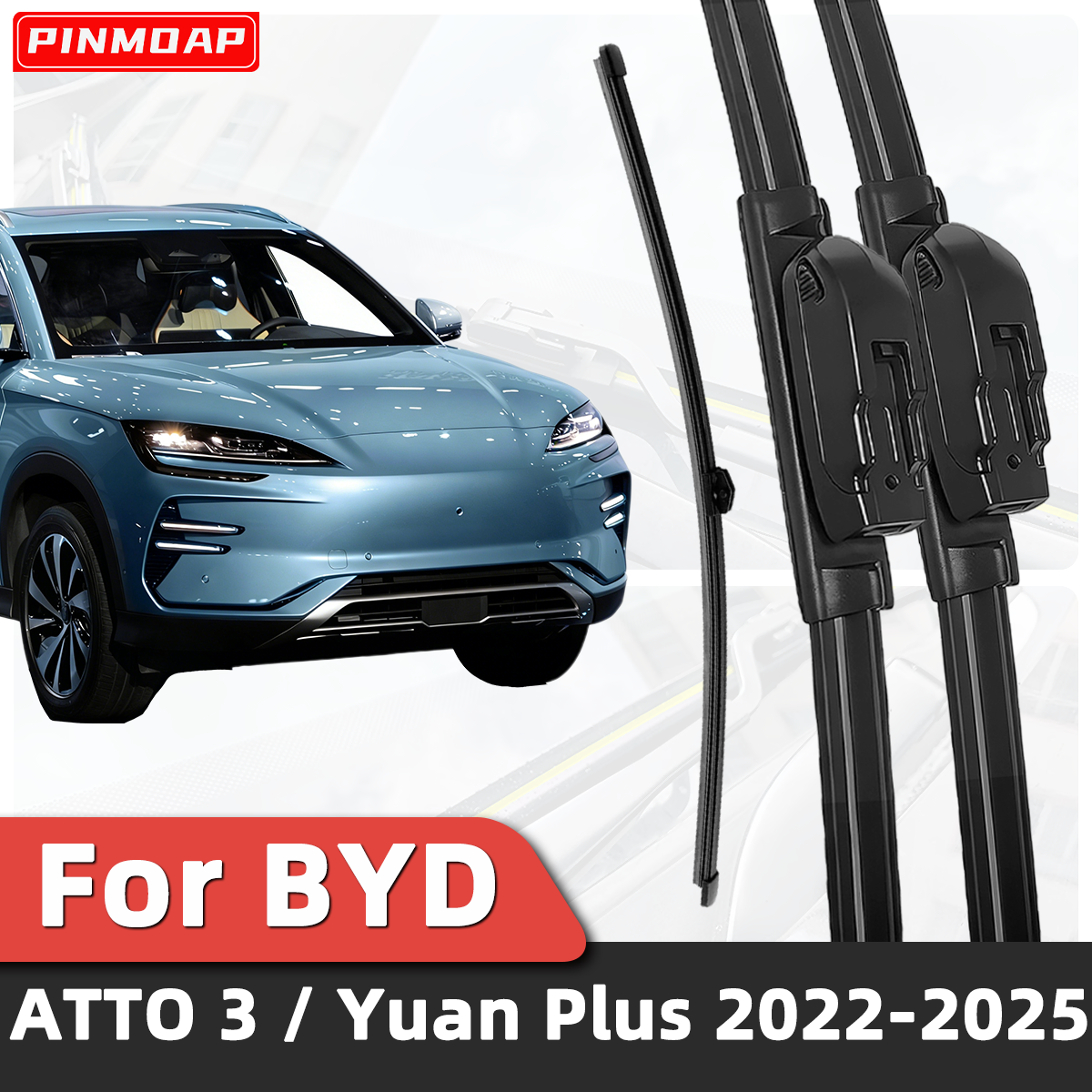 PINMOAP 1/3 個リアワイパーフロントガラスワイパーキット BYD ATTO 3/元プラス 2022-2025 ワイパーキット自動車カーアクセサリー