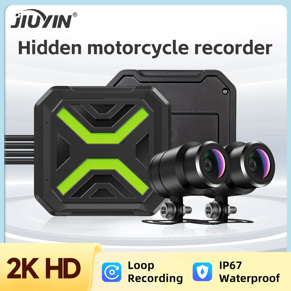 JIUYIN デュアルオートバイ DVR 1080P/2K アクションカメラレコーダーフロントとリア防水カメラ WiFi ナイトビジョンバイクダッシュカム