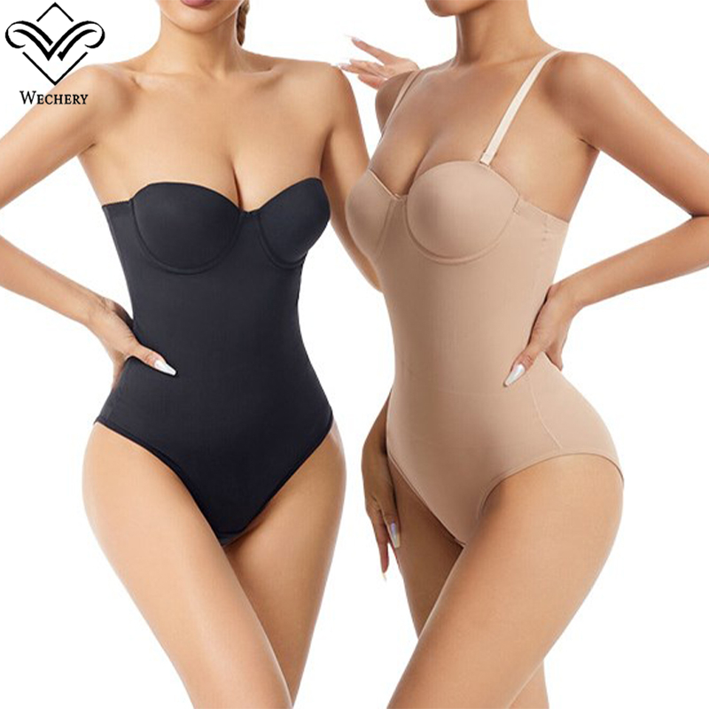 Wechery 女性のボディスーツ痩身ボディシェイパーおなかコントロールシェイプウェア取り外し可能なショルダーストラップ女性下着