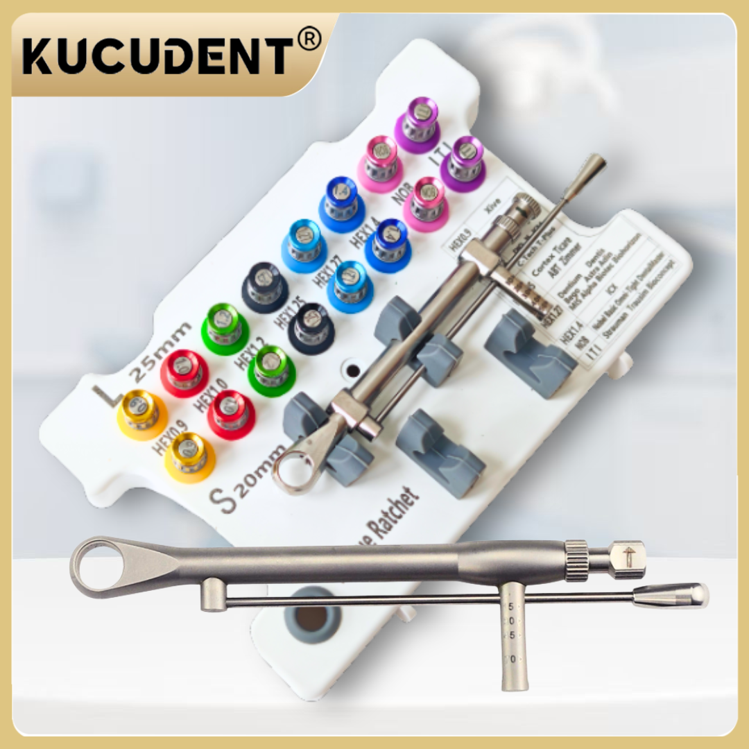 歯科インプラント修復ツールキット全体 - 補綴物修復用ドライバー付きユニバーサルトルクレンチ 10-70NCM