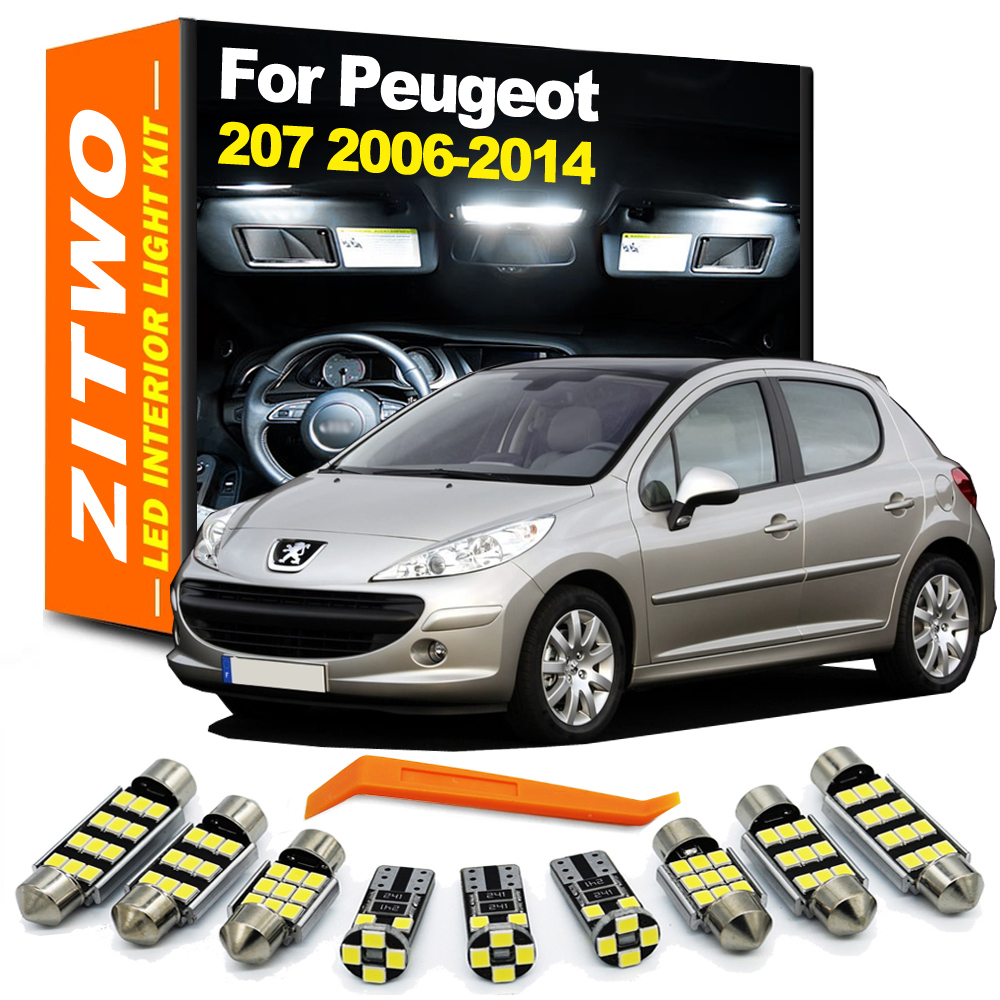 ZITWO 14 個 LED インテリア読書灯トランクプレート電球キットプジョー 207 SW ハッチバックサルーン 2006 2007 2008 - 2012 2013 2014