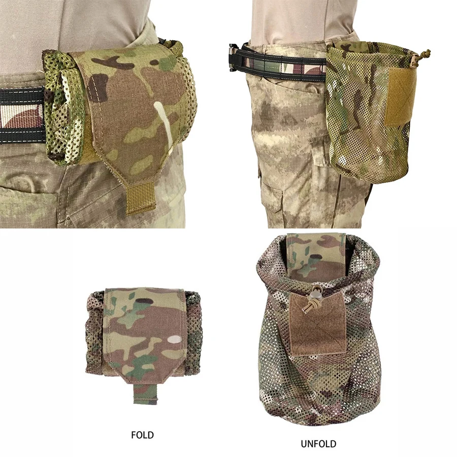 新しいロールアップ Mag メッシュダンプポーチマガジンミニ折りたたみネットポケット EDC 戦術アウトドアスポーツ狩猟バッグ 500D