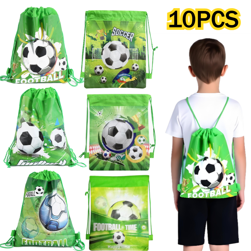 10 個サッカーバックパックサッカーボール巾着ギフト収納袋スポーツサッカーボールギフトテーマ誕生日パーティー装飾用品
