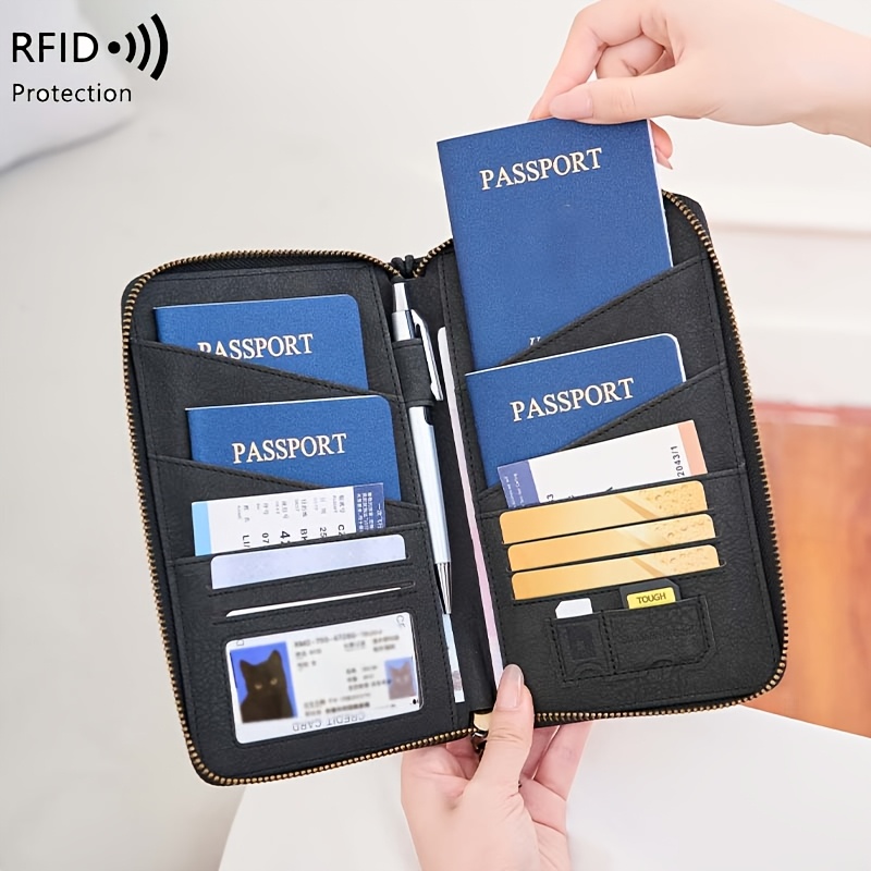プレミアム Rfid シールドパスポートホルダーマルチコンパートメントトラベルウォレット大容量ドキュメントオーガナイザービジネス屋外使用