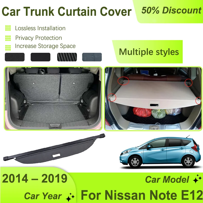 車のトランク収納ラックカバー日産ヴァーサノート E12 2014 2015 2016 〜 2019 格納式パッドカーゴライナーシェルター自動車の付属品