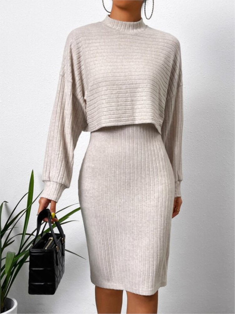 エレガントなスリムドレスセット女性スパゲッティストラップドレス長袖 O ネックトップスファッションストリート Vestidos スーツ秋冬新