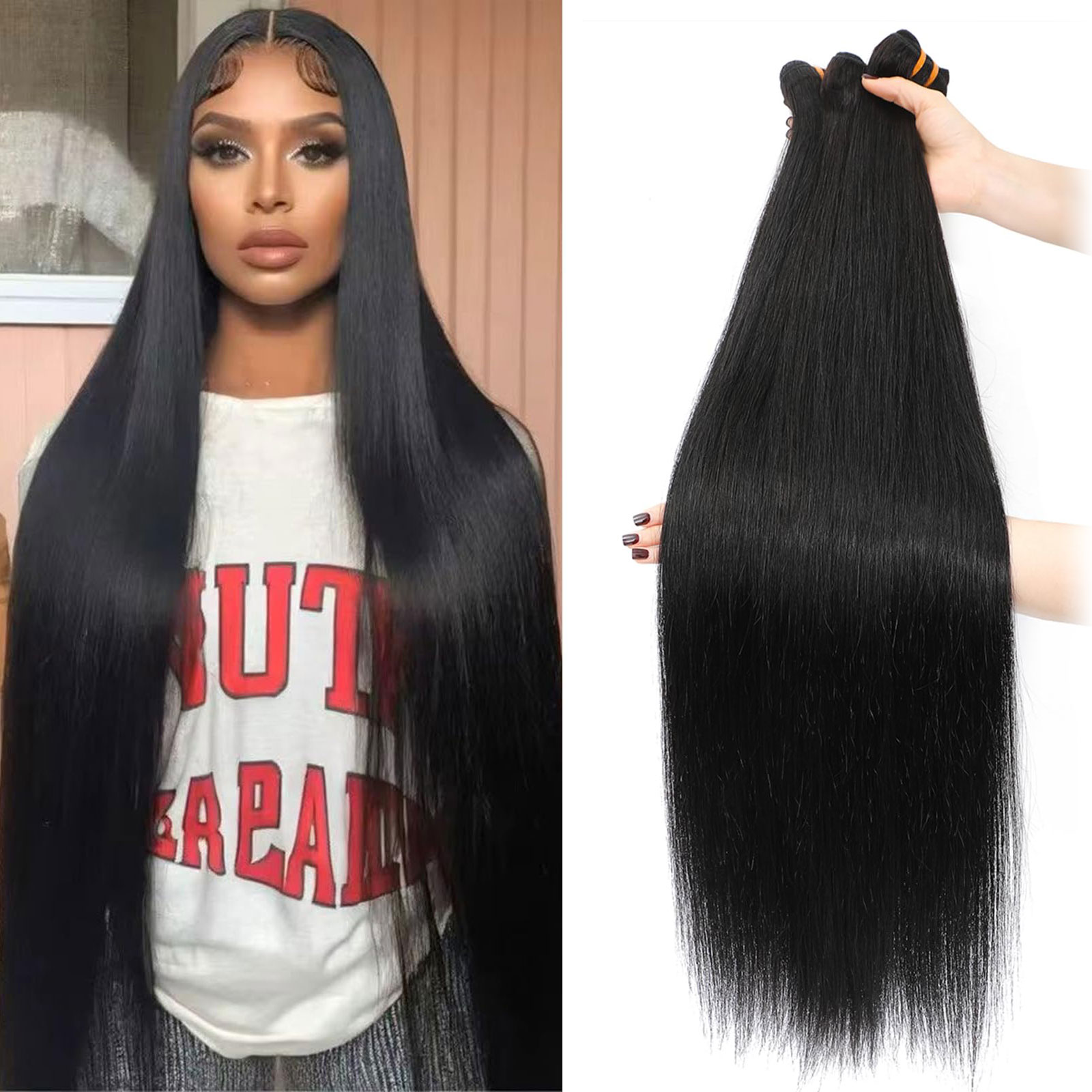 Jupade 人毛バンドルレミーストレートバンドル人毛 1/3 PC ストレートクイック織りヘアバンドル人毛エクステンションで縫う