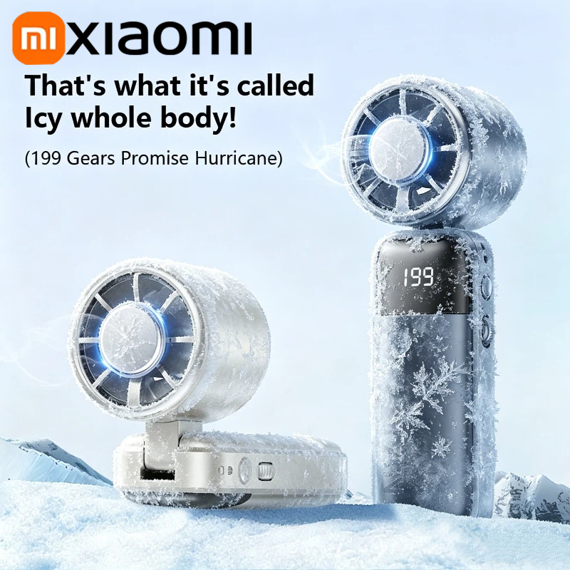 Xiaomi 新しいハンドヘルド首吊りファン氷湿布冷却ポータブルミニファン長期的なバッテリー充電式ファン屋外用