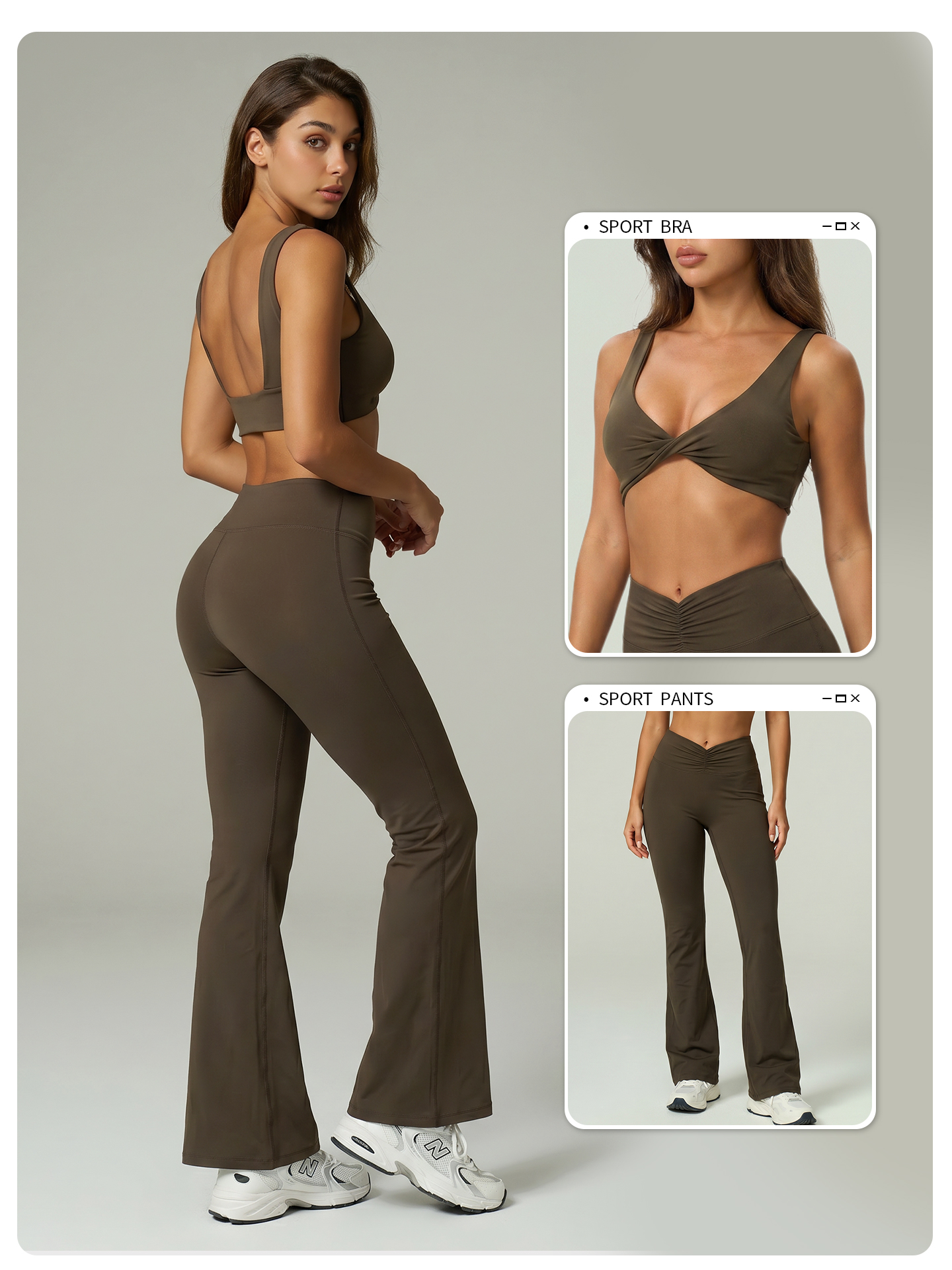 2 ピースヨガセット女性クロスオーバー V ウエストフレアレギンスツイストシャーリングクロップトップジムトレーニング服フィットネスアクティブウェアスーツの着用
