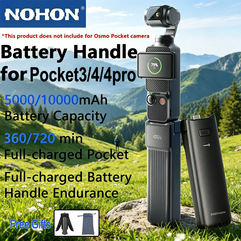NOHON ポータブル充電器ハンドル DJI Osmo Pocket 4 Pro 3 カメラバッテリーハンドル 10000mAh パワーバンクハンドヘルド高速充電 22.5 ワット