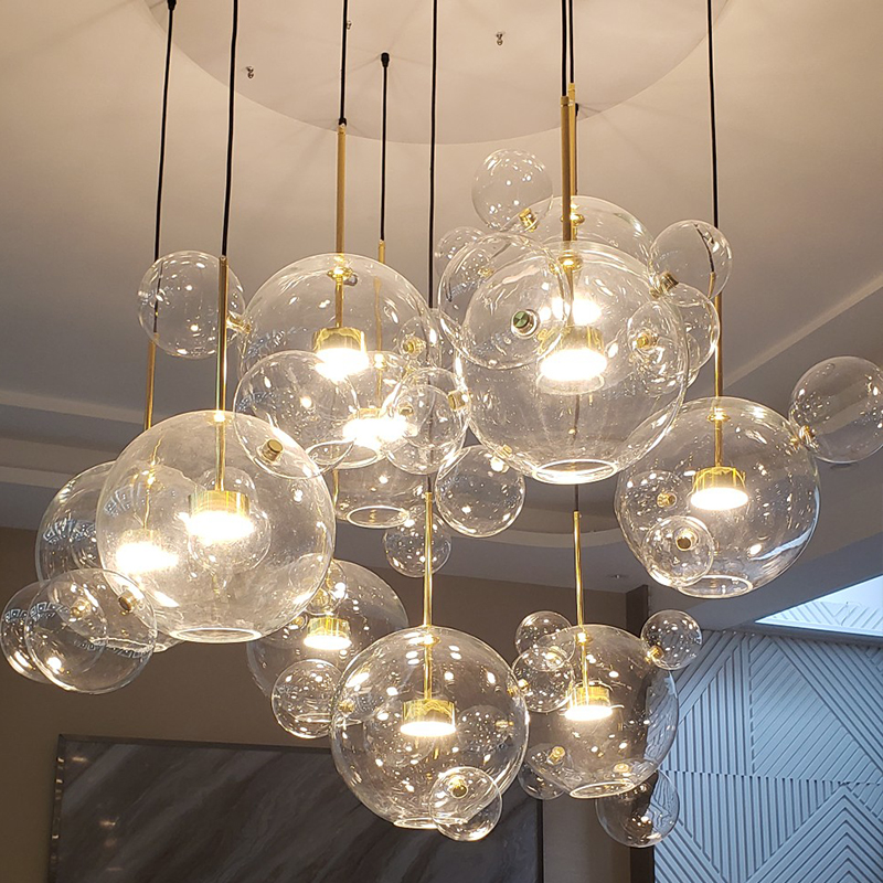 モダンなグラスバブル LED 天井シャンデリアテーブルダイニングルームベッドルームキッチンアクセサリーペンダント照明家の装飾器具