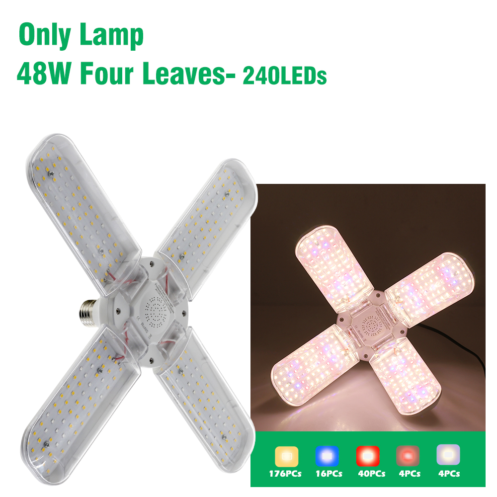 48 ワットフルスペクトル E27 植物成長ライト折りたたみ LED 成長電球植物ランプ屋内植物花苗成長照明
