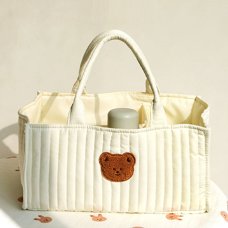 Cute Bear Travel Portable Mommy Bag Diaper Bag Feeding Bottle Storage Handbag Multifunctional Baby Products Organizer Basket