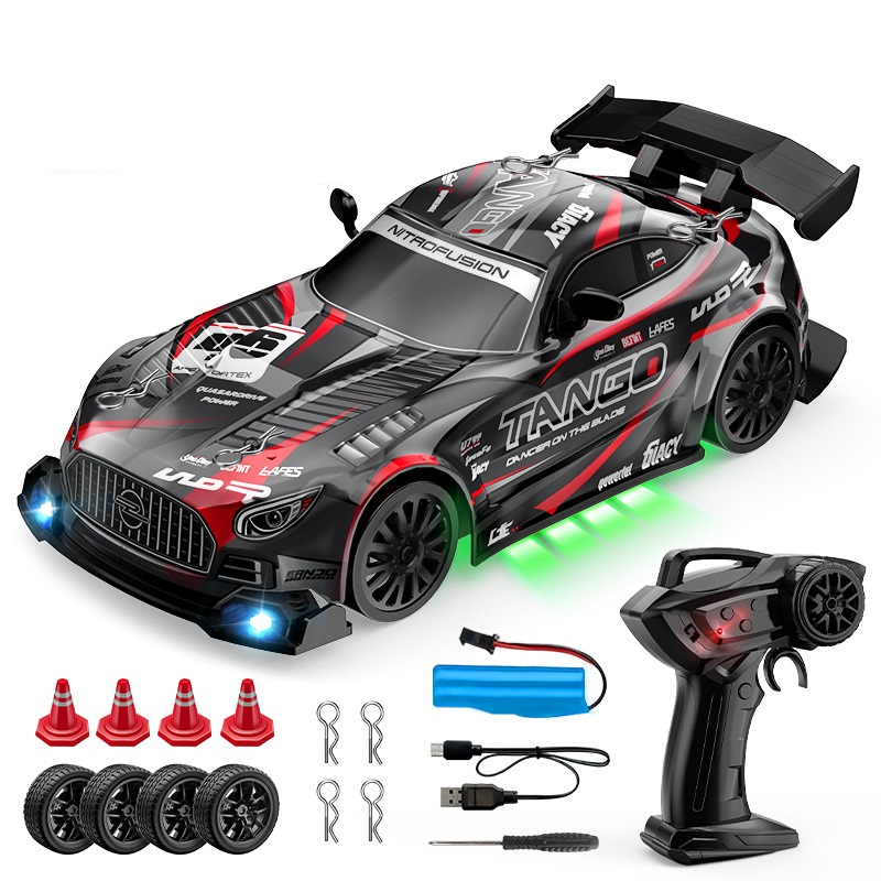1/24 リモコン四輪駆動ドリフトスポーツカー LED ライト付きレーシング高速車両子供のおもちゃマルチプレイヤーゲームギフト