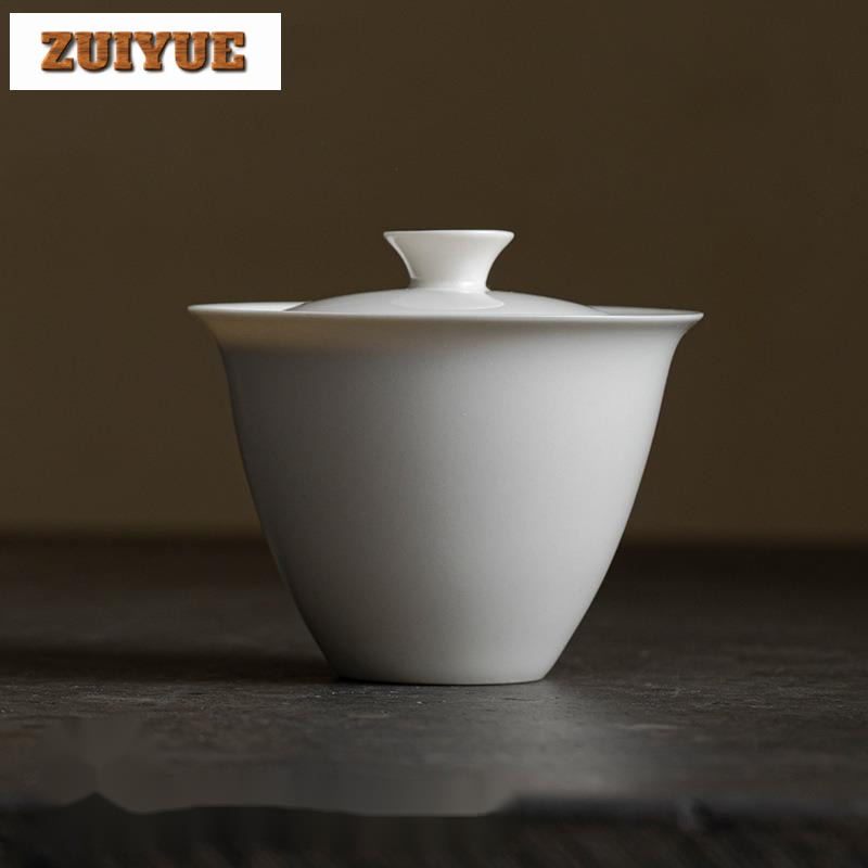 120 ミリリットル手作りアプリコット白カバーボウル和風抗熱傷 Gaiwan 美的茶ターレン茶醸造茶サービス工芸品