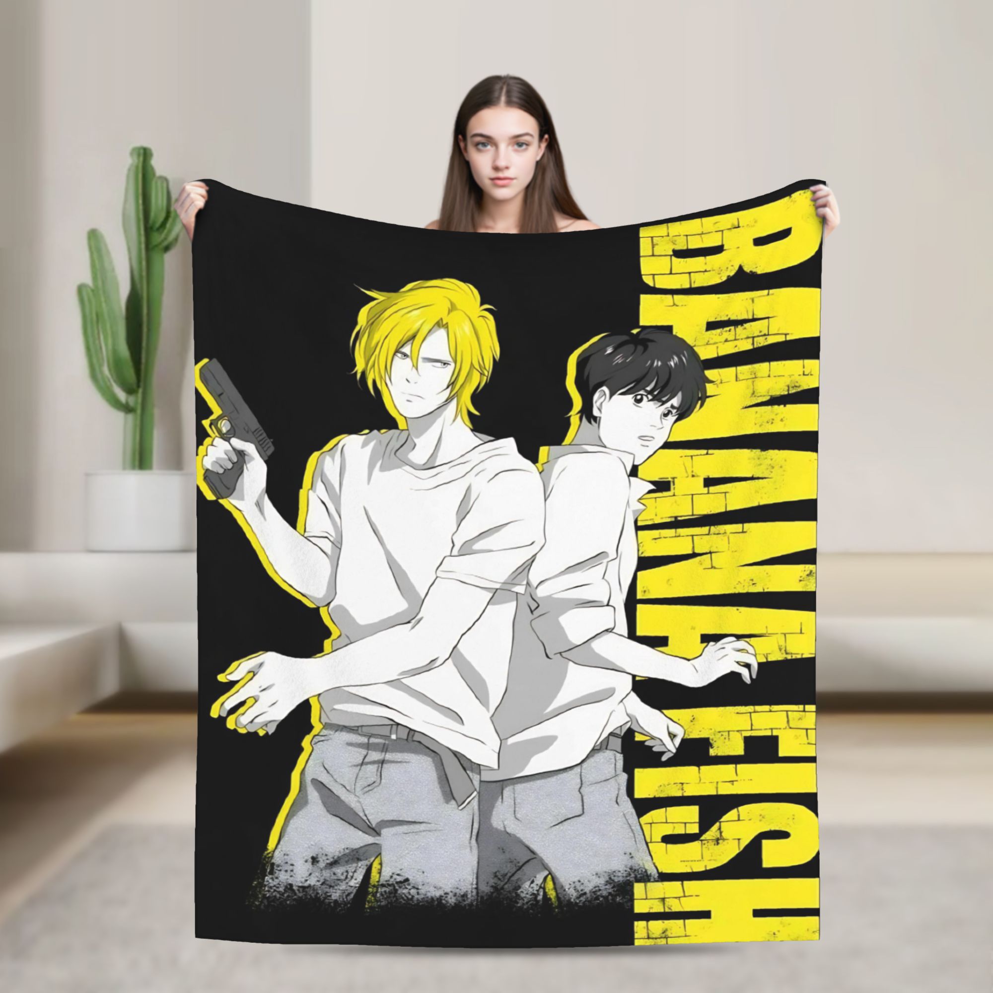 バナナフィッシュ アニメ スローブランケット ソファ用 ソフトファジーぬいぐるみブランケット 50x60インチ マルチサイズ ベッドスプレッド オールシーズン対応